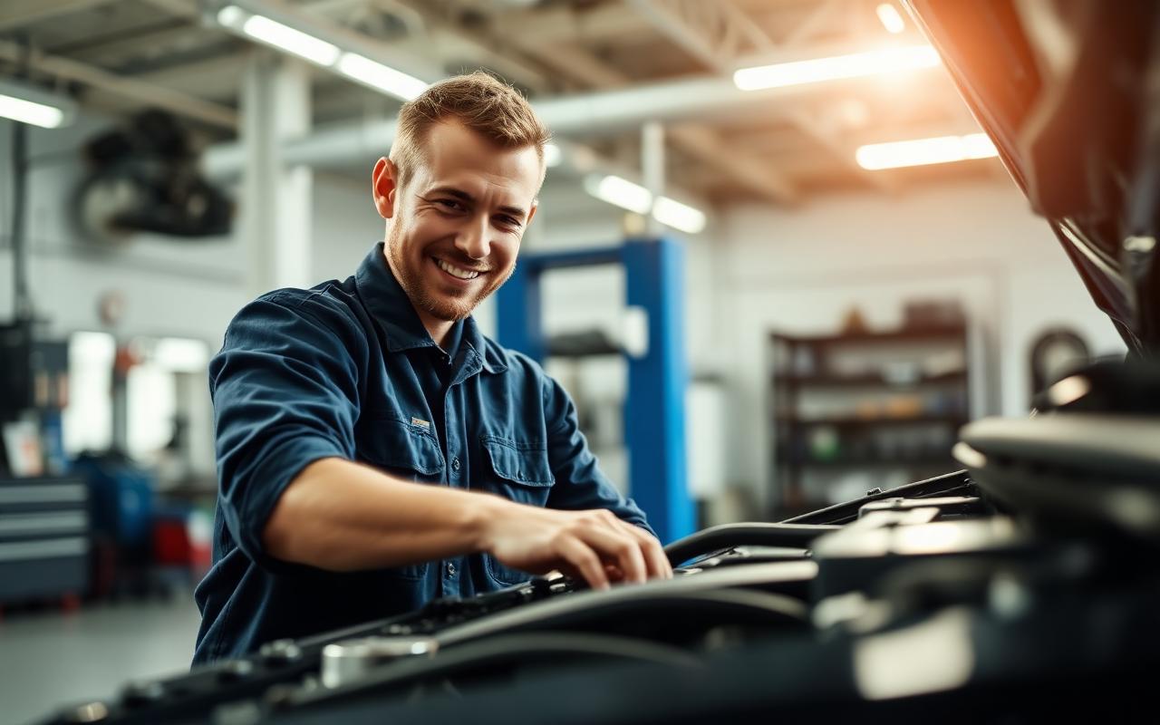 Mechanic working on an engine at Genesis Auto Sales